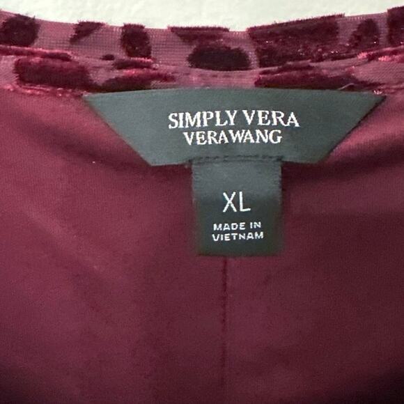 Simply Vera Wang Velvet Burnout Top Women's XL - Picture 2 of 4